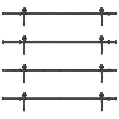 Kit di Binari per Porte Scorrevoli 305 cm Acciaio Nero | homemem39