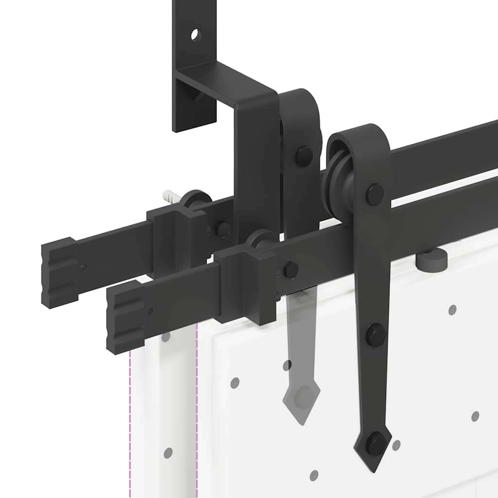 Kit di Binari per Porte Scorrevoli 305 cm Acciaio Nero | homemem39