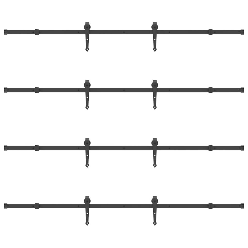 Kit di Binari per Porte Scorrevoli 427 cm Acciaio Nero | homemem39