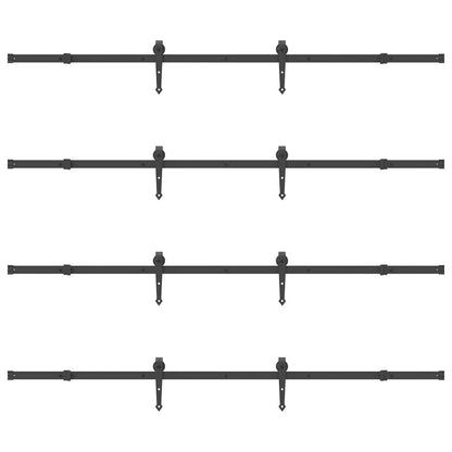 Kit di Binari per Porte Scorrevoli 427 cm Acciaio Nero