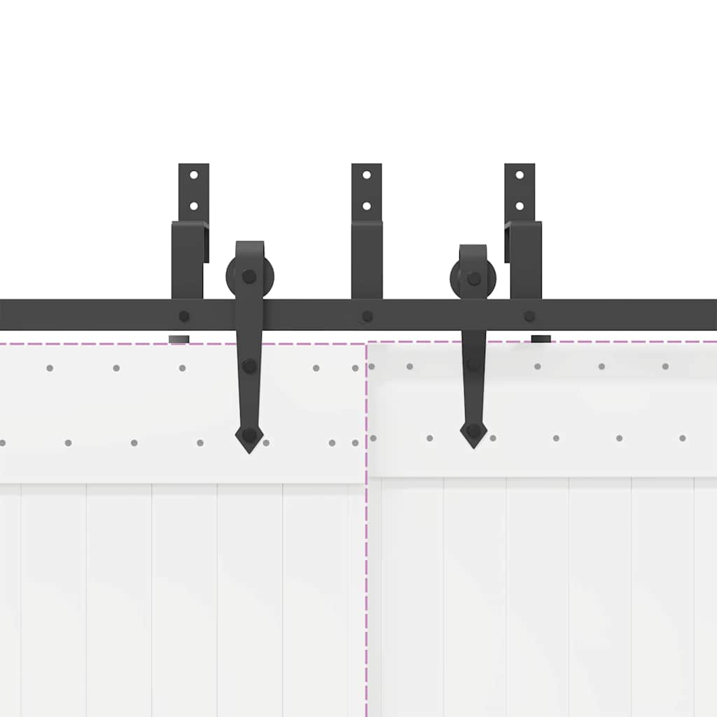 Kit di Binari per Porte Scorrevoli 427 cm Acciaio Nero | homemem39
