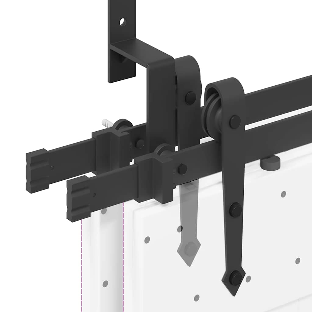 Kit di Binari per Porte Scorrevoli 427 cm Acciaio Nero | homemem39