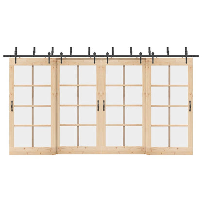 Kit di Binari per Porte Scorrevoli 427 cm Acciaio Nero
