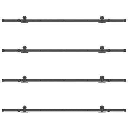Kit di Binari per Porte Scorrevoli 427 cm Acciaio Nero | homemem39