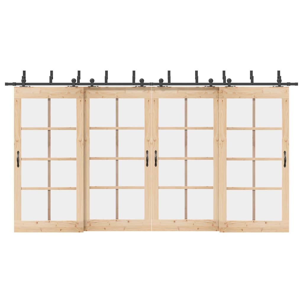 Kit di Binari per Porte Scorrevoli 427 cm Acciaio Nero | homemem39