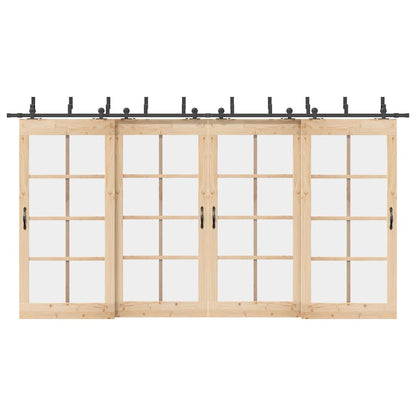 Kit di Binari per Porte Scorrevoli 427 cm Acciaio Nero