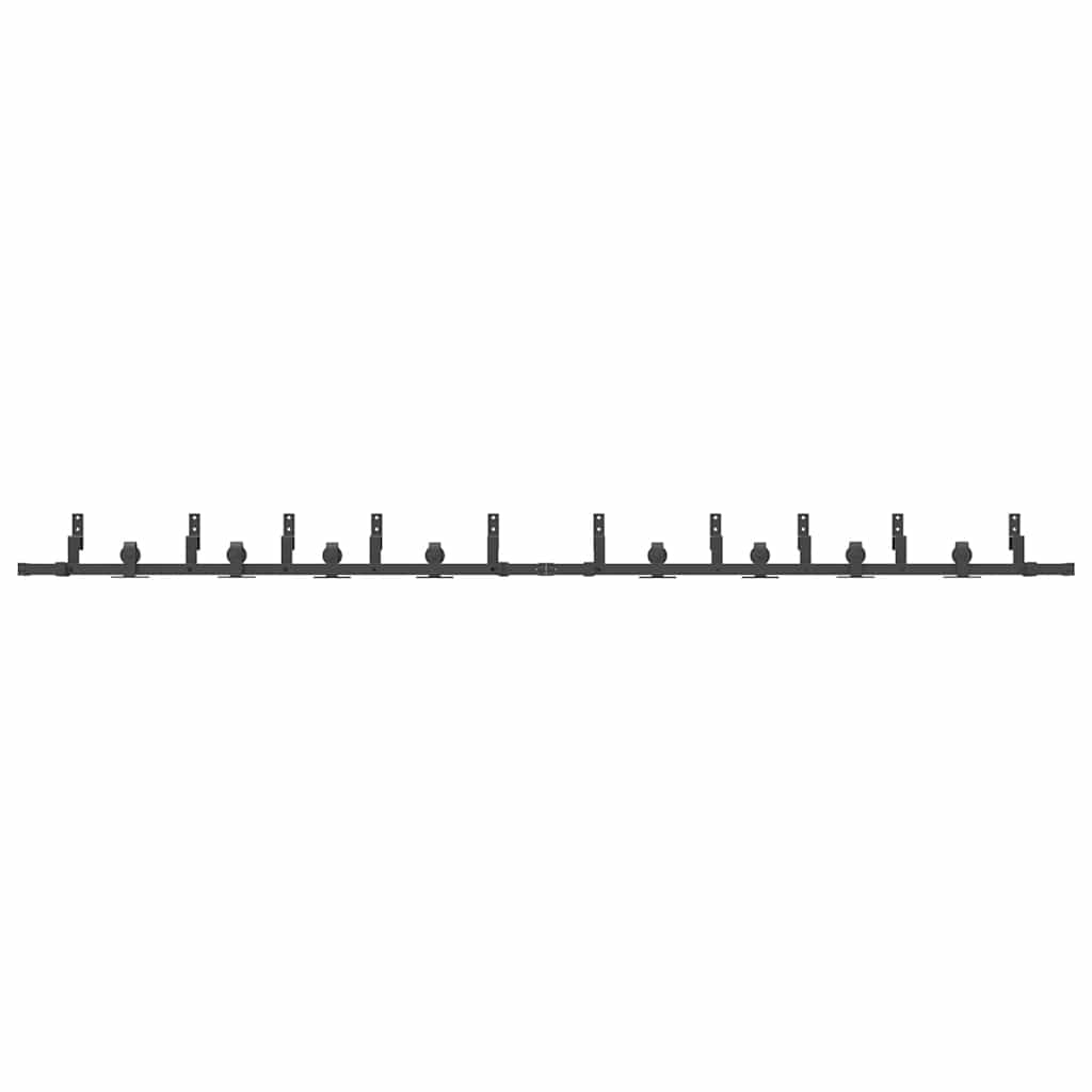 Kit di Binari per Porte Scorrevoli 366 cm Acciaio Nero | homemem39