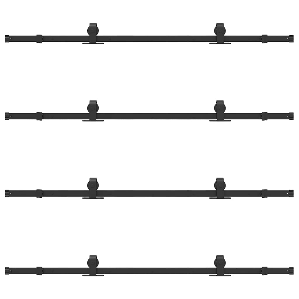 Kit di Binari per Porte Scorrevoli 366 cm Acciaio Nero | homemem39