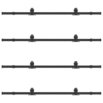 Kit di Binari per Porte Scorrevoli 366 cm Acciaio Nero