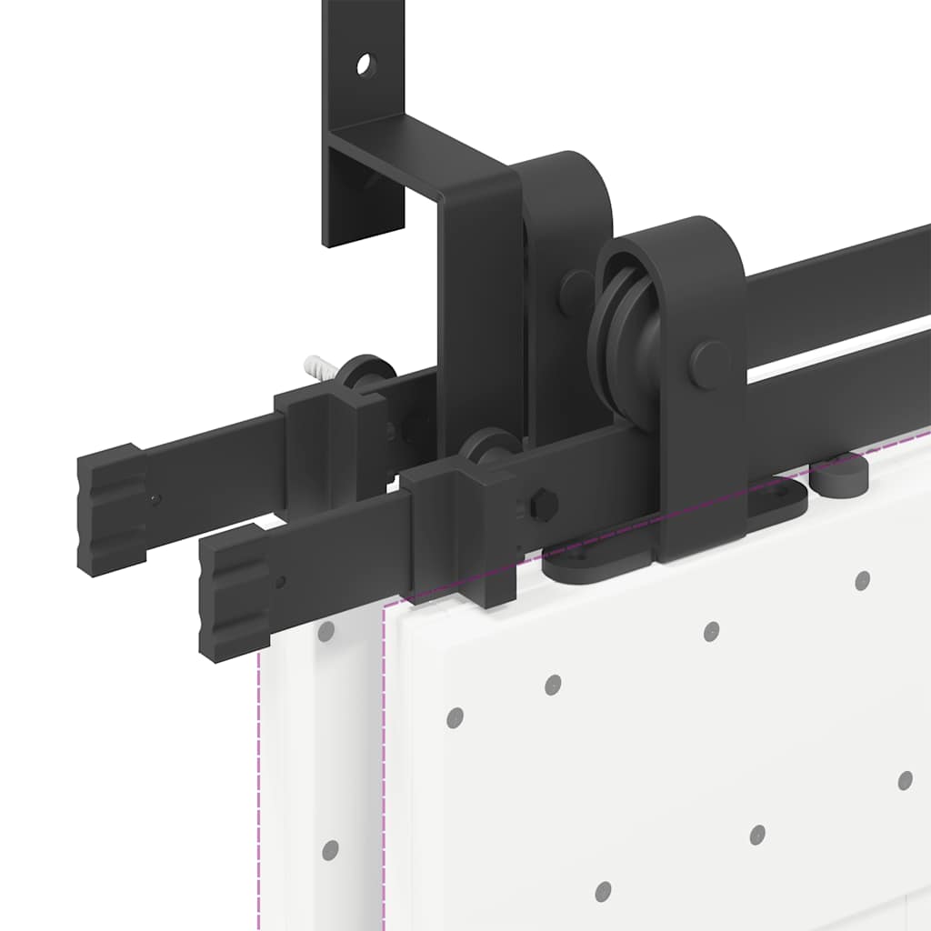 Kit di Binari per Porte Scorrevoli 366 cm Acciaio Nero | homemem39