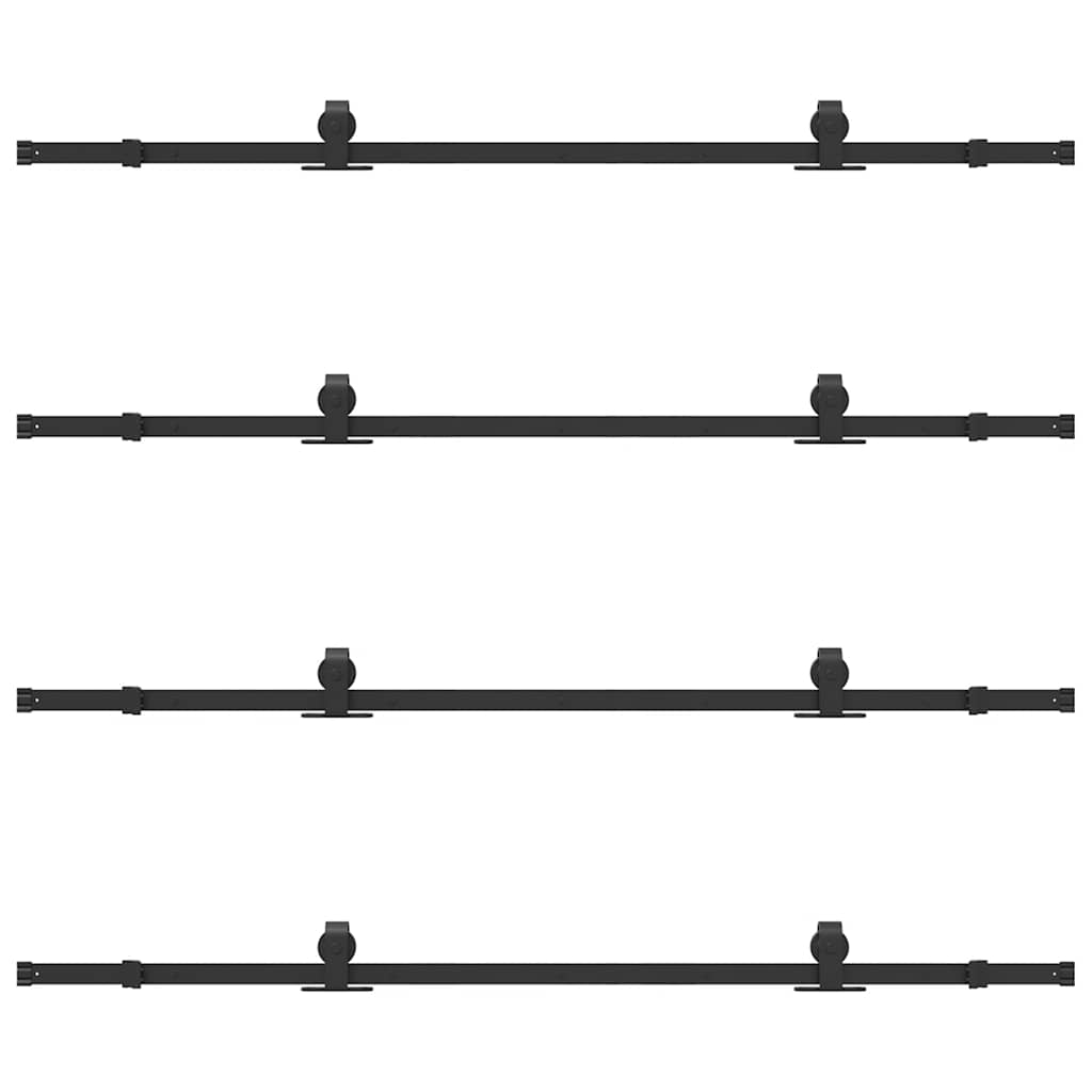 Kit di Binari per Porte Scorrevoli 400 cm Acciaio Nero | homemem39
