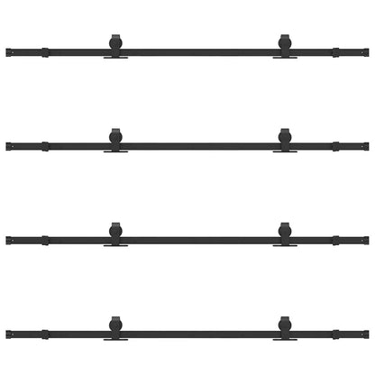 Kit di Binari per Porte Scorrevoli 400 cm Acciaio Nero