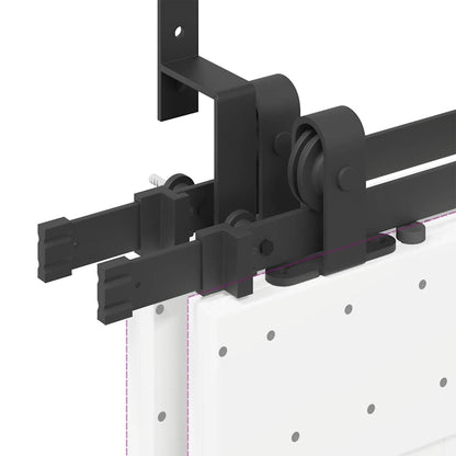 Kit di Binari per Porte Scorrevoli 400 cm Acciaio Nero | homemem39
