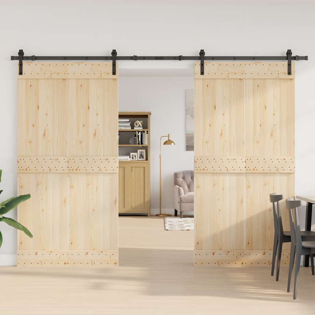 Kit di Binari per Porte Scorrevoli 305 cm Acciaio Nero | homemem39