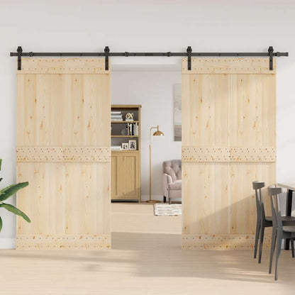 Kit di Binari per Porte Scorrevoli 305 cm Acciaio Nero | homemem39