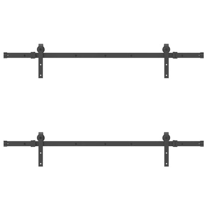 Kit di Binari per Porte Scorrevoli 305 cm Acciaio Nero | homemem39