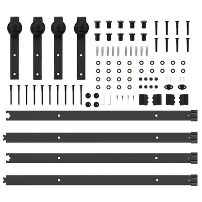 Kit di Binari per Porte Scorrevoli 305 cm Acciaio Nero | homemem39