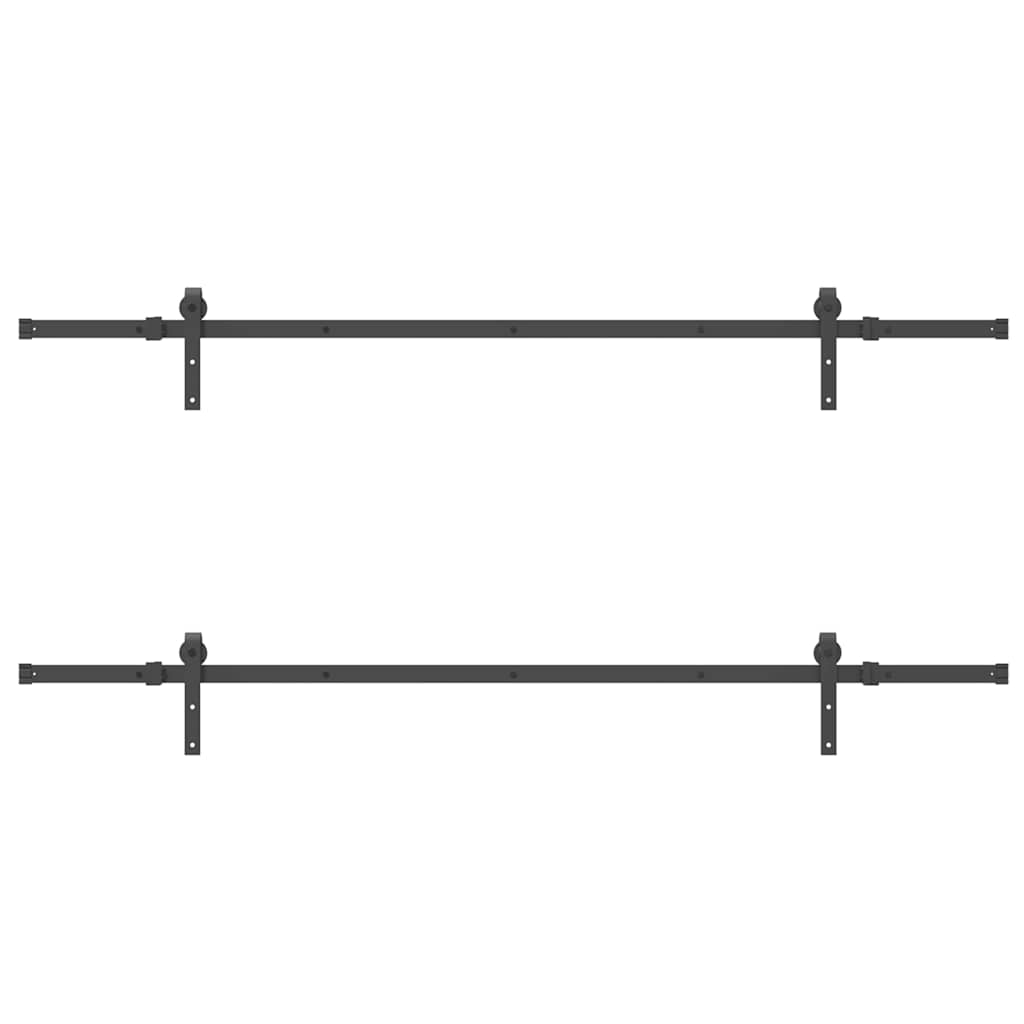 Kit di Binari per Porte Scorrevoli 427 cm Acciaio Nero | homemem39