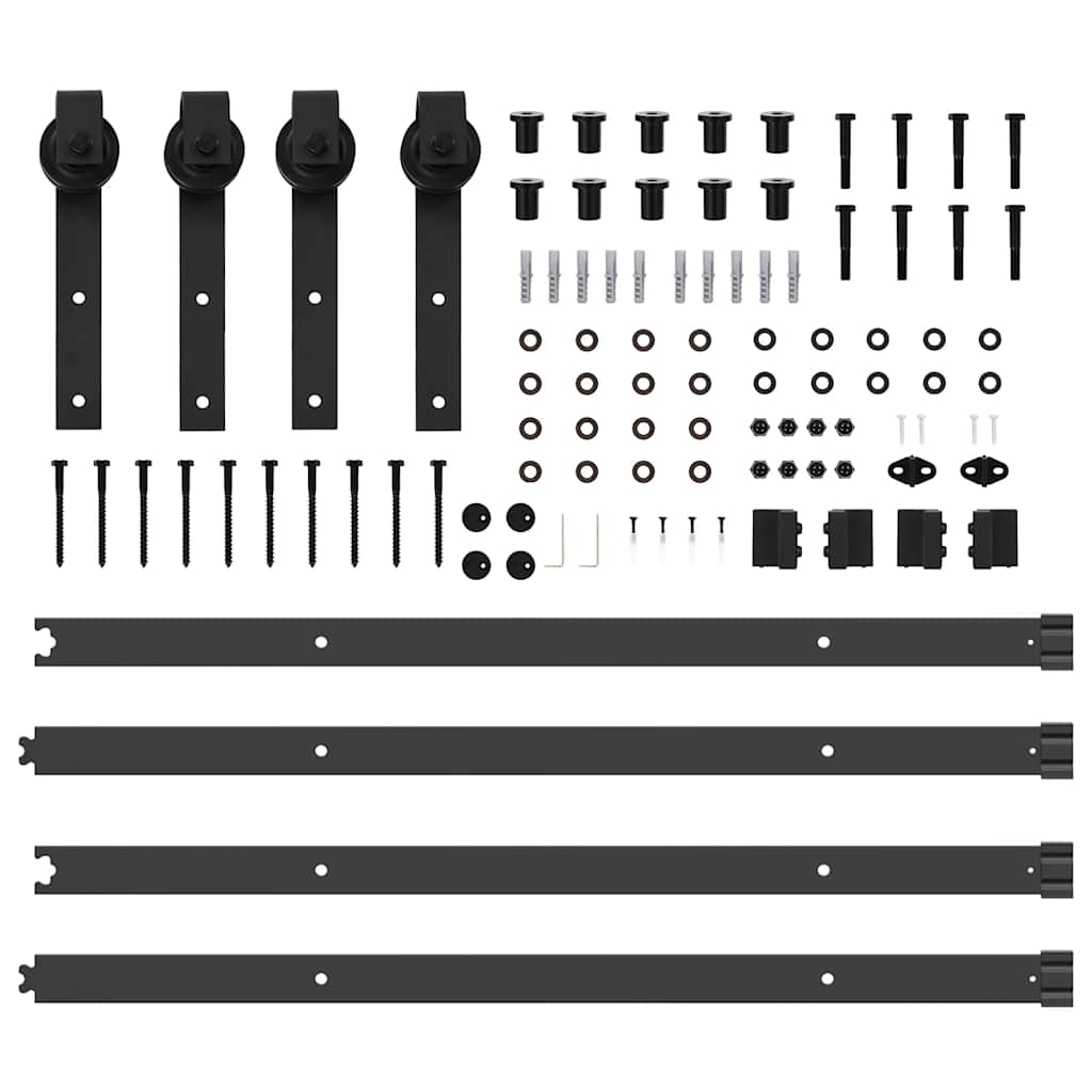 Kit di Binari per Porte Scorrevoli 427 cm Acciaio Nero | homemem39