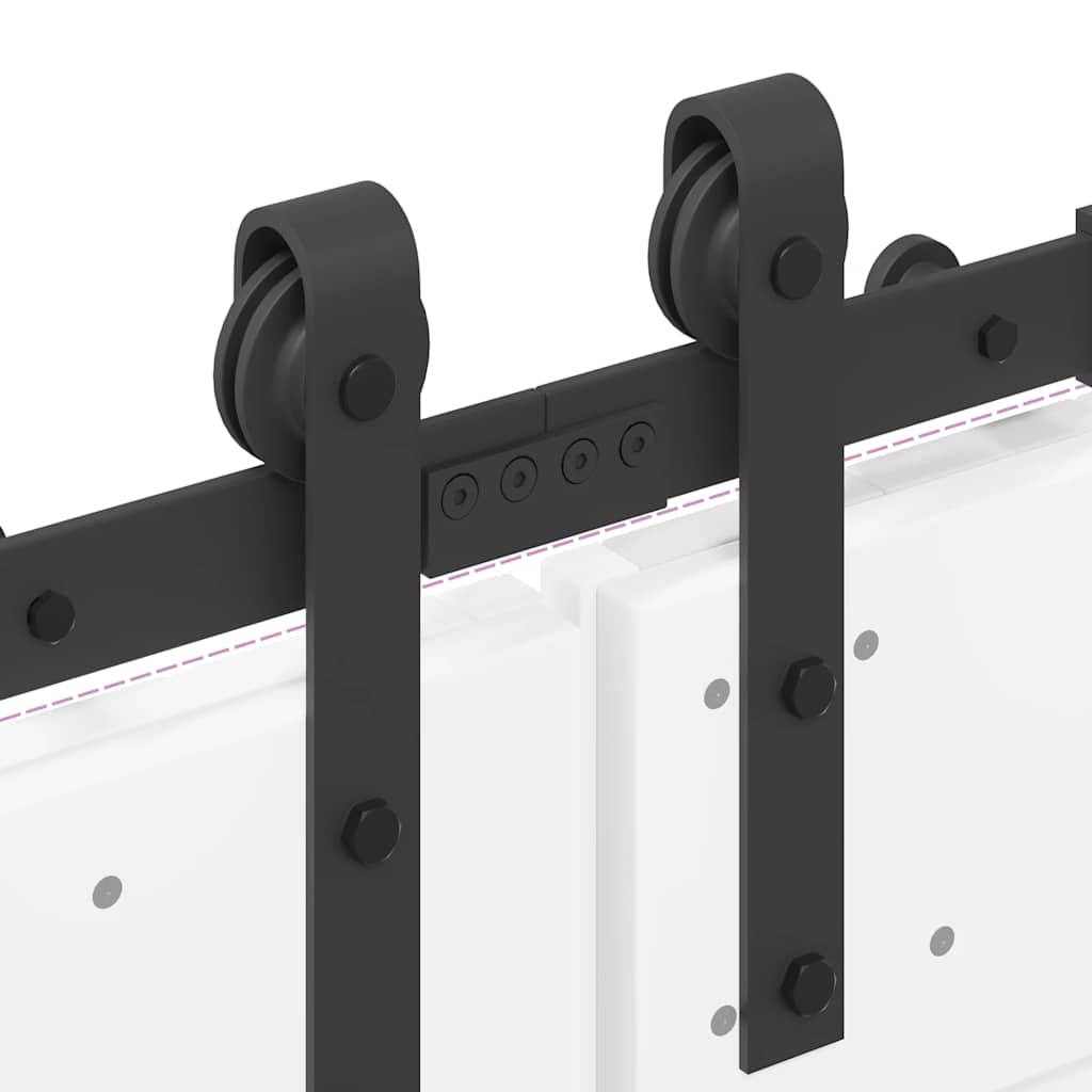 Kit di Binari per Porte Scorrevoli 427 cm Acciaio Nero | homemem39