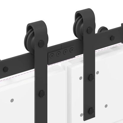 Kit di Binari per Porte Scorrevoli 427 cm Acciaio Nero | homemem39