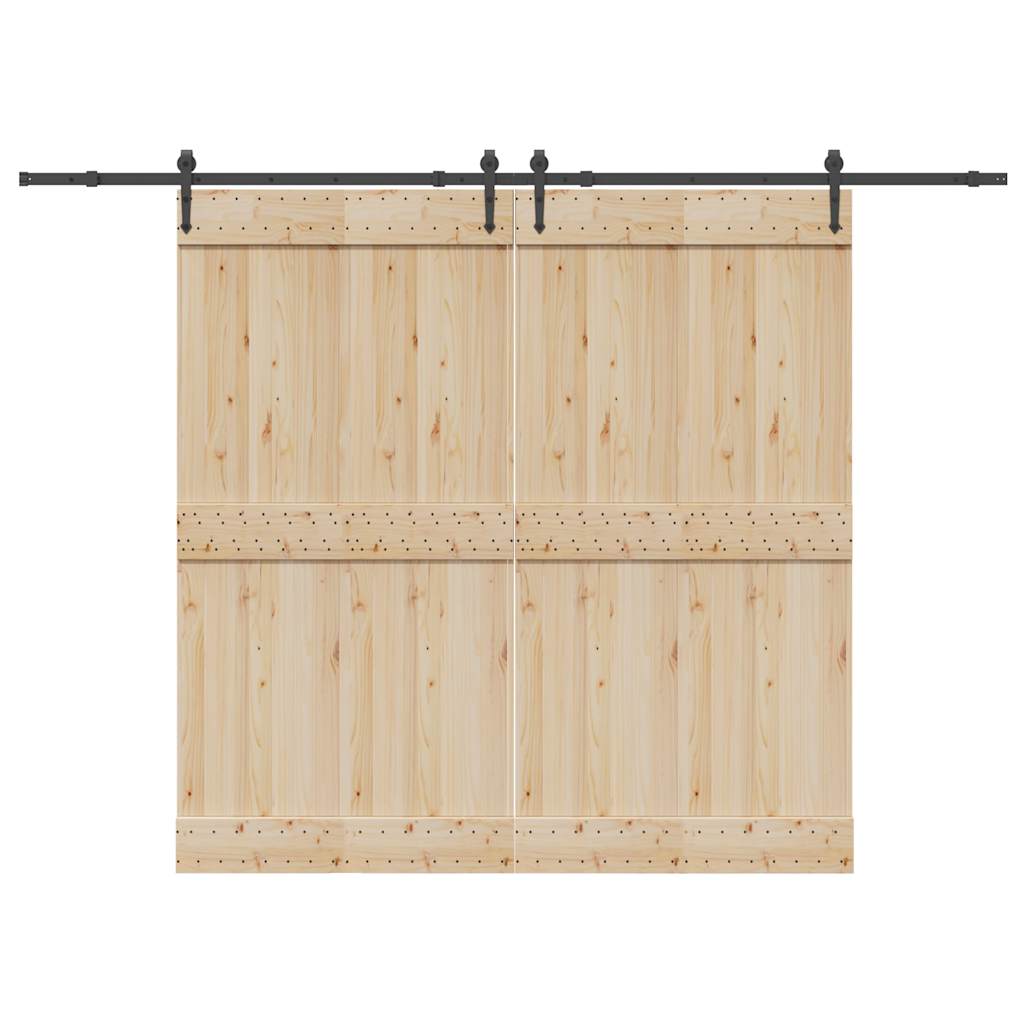 Kit di Binari per Porte Scorrevoli 305 cm Acciaio Nero | homemem39