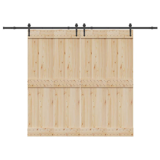 Kit di Binari per Porte Scorrevoli 305 cm Acciaio Nero | homemem39