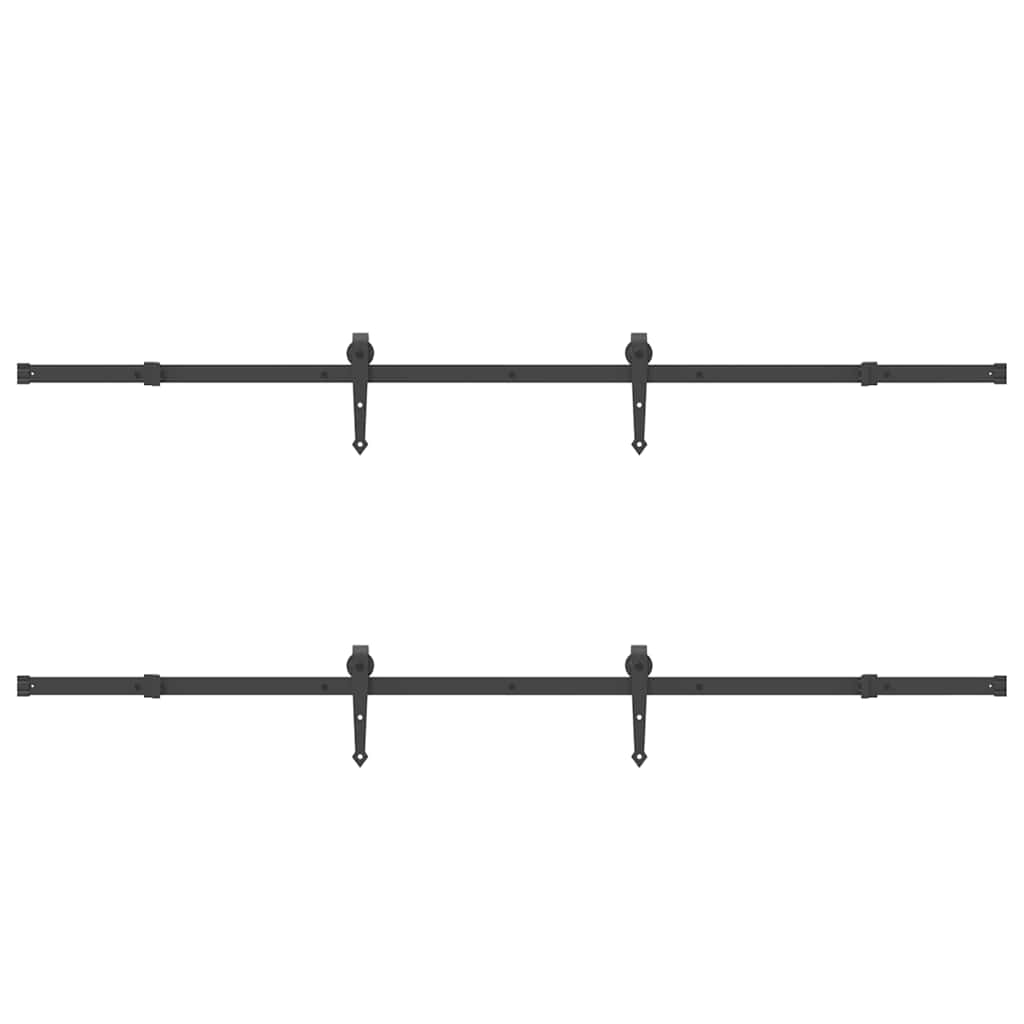 Kit di Binari per Porte Scorrevoli 427 cm Acciaio Nero | homemem39