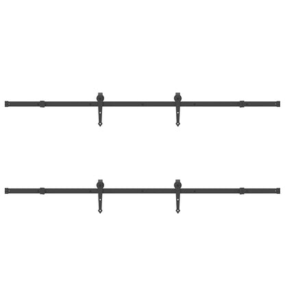 Kit di Binari per Porte Scorrevoli 427 cm Acciaio Nero | homemem39