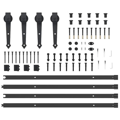 Kit di Binari per Porte Scorrevoli 427 cm Acciaio Nero | homemem39