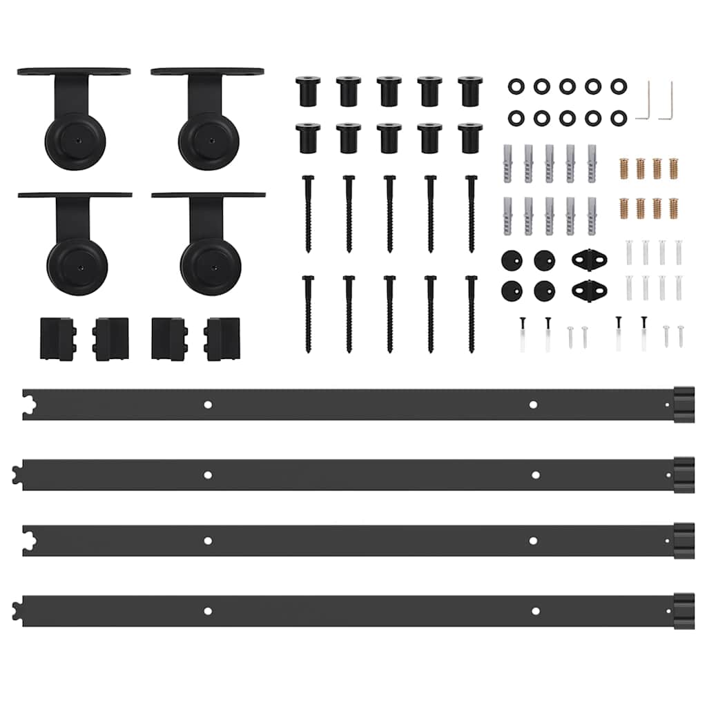 Kit di Binari per Porte Scorrevoli 427 cm Acciaio Nero | homemem39