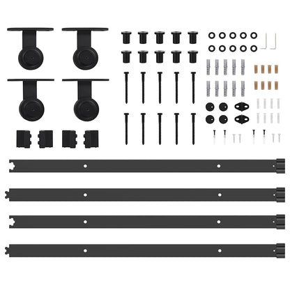 Kit di Binari per Porte Scorrevoli 427 cm Acciaio Nero | homemem39