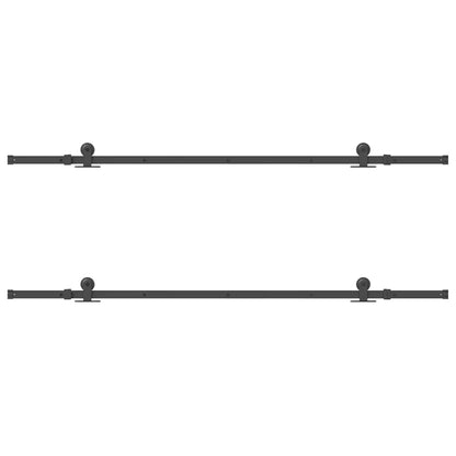Kit di Binari per Porte Scorrevoli 427 cm Acciaio Nero | homemem39