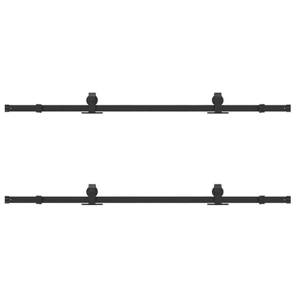Kit di Binari per Porte Scorrevoli 366 cm Acciaio Nero | homemem39