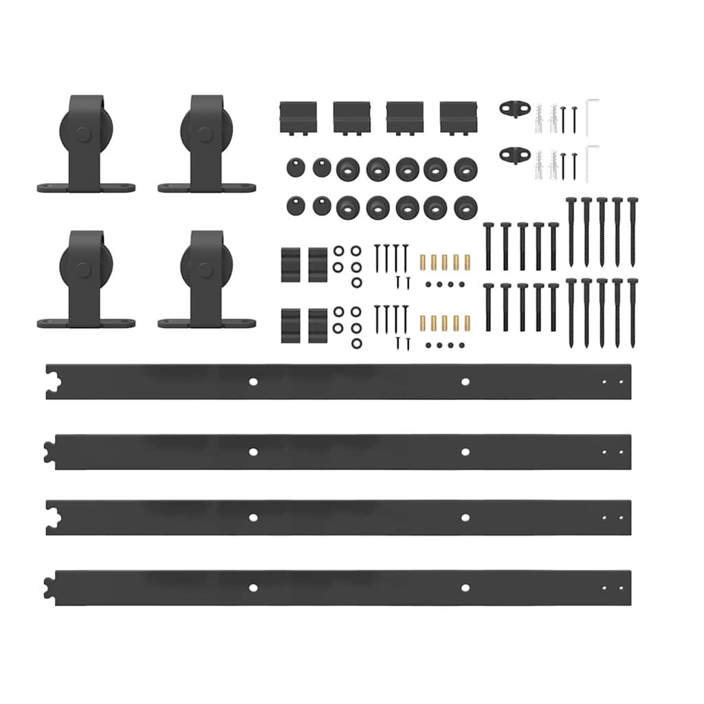 Kit di Binari per Porte Scorrevoli 366 cm Acciaio Nero | homemem39