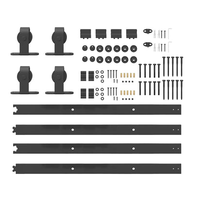 Kit di Binari per Porte Scorrevoli 366 cm Acciaio Nero | homemem39