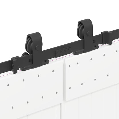 Kit di Binari per Porte Scorrevoli 366 cm Acciaio Nero | homemem39