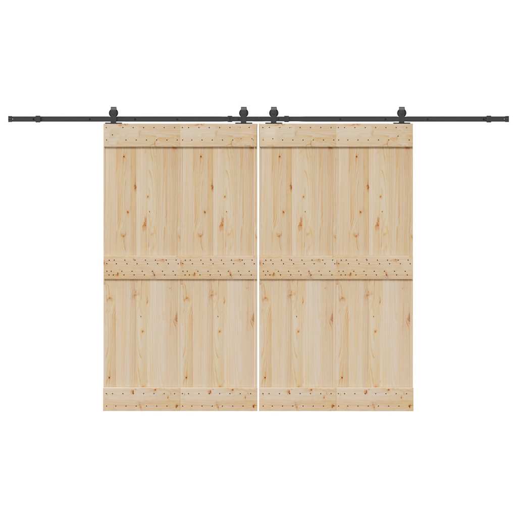 Kit di Binari per Porte Scorrevoli 366 cm Acciaio Nero | homemem39