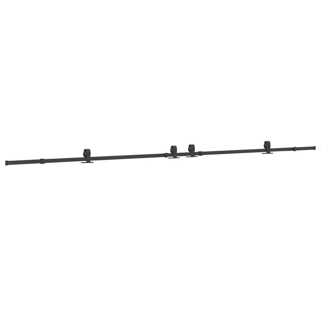 Kit di Binari per Porte Scorrevoli 400 cm Acciaio Nero
