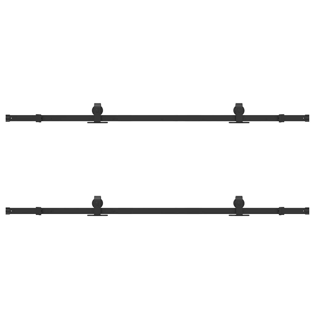 Kit di Binari per Porte Scorrevoli 400 cm Acciaio Nero