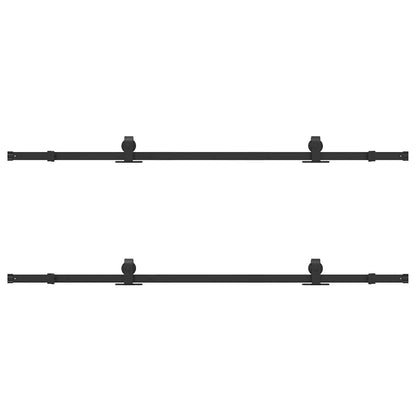 Kit di Binari per Porte Scorrevoli 400 cm Acciaio Nero