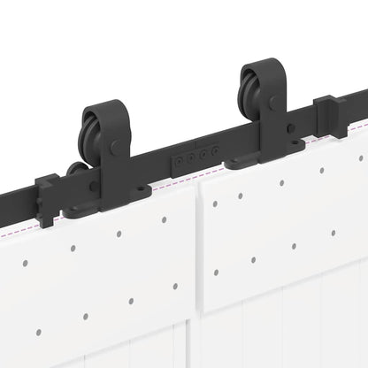 Kit di Binari per Porte Scorrevoli 400 cm Acciaio Nero | homemem39
