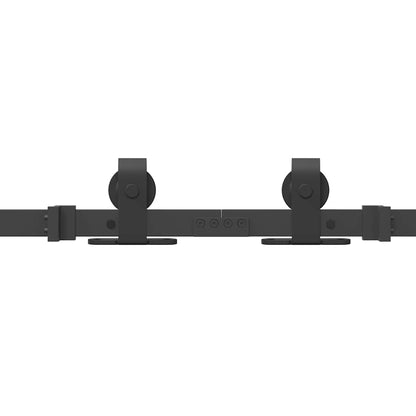 Kit di Binari per Porte Scorrevoli 400 cm Acciaio Nero | homemem39