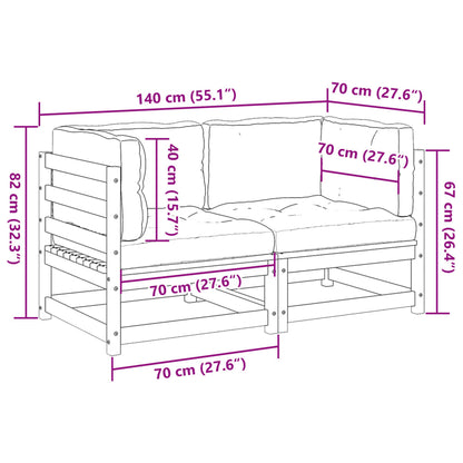 Set Divani Giardino 2 pz con Cuscini Marrone Cera Massello Pino | homemem39