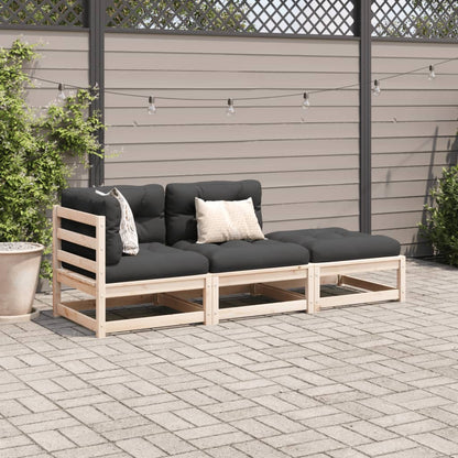 Set Divani Giardino 3 pz con Cuscini in Legno Massello di Pino | homemem39