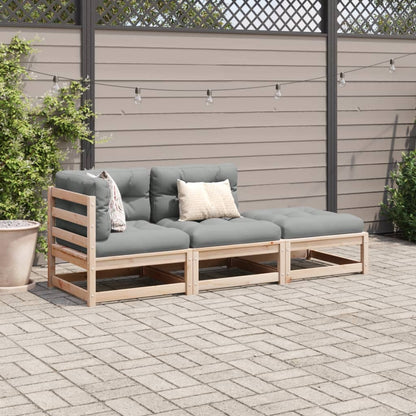 Set Divani Giardino 3 pz con Cuscini in Legno Massello di Pino | homemem39
