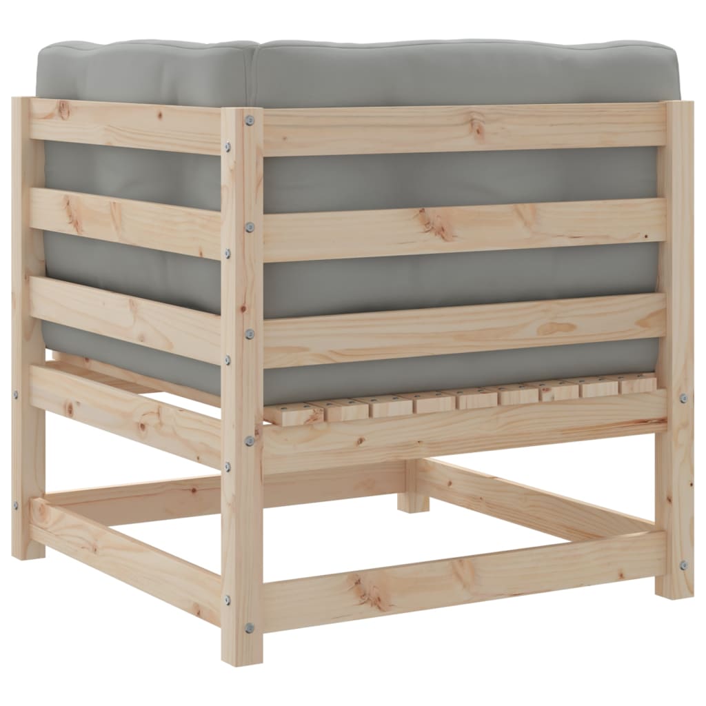 Set Divani Giardino 3 pz con Cuscini in Legno Massello di Pino | homemem39