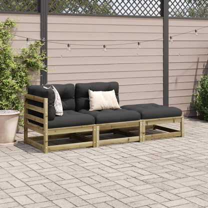 Set Divani da Giardino 3pz con Cuscini Legno Impregnato di Pino - homemem39