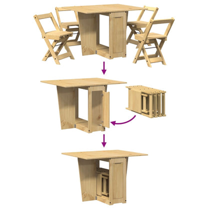 Set da Pranzo 5 pz Corona Pieghevole Marrone Cera in Pino