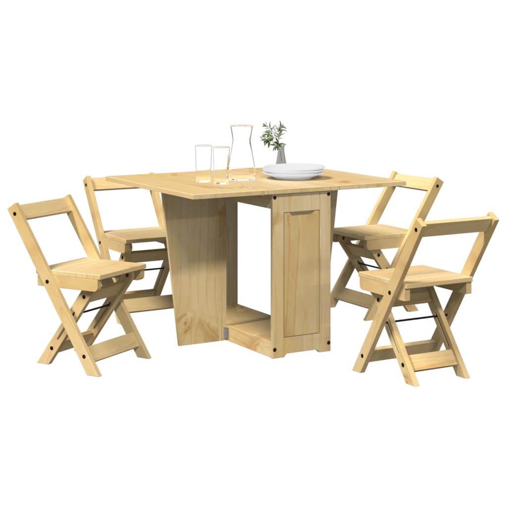 Set da Pranzo 5 pz Corona Pieghevole Marrone Cera in Pino